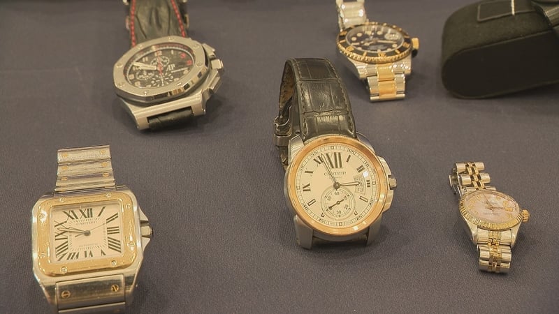 Among the items seized from the respondents were 14 men's and women's 18ct gold luxury watches