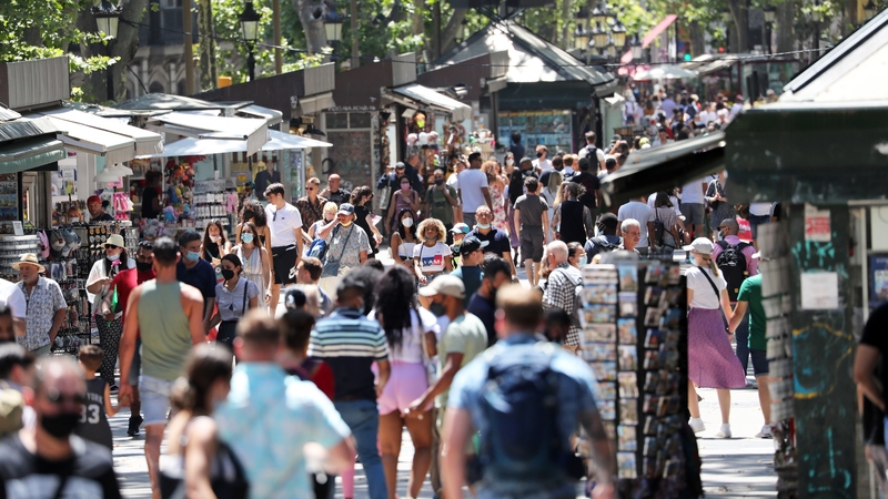 Crowds thronging the streets in Barcelona, Catalonia at the weekend