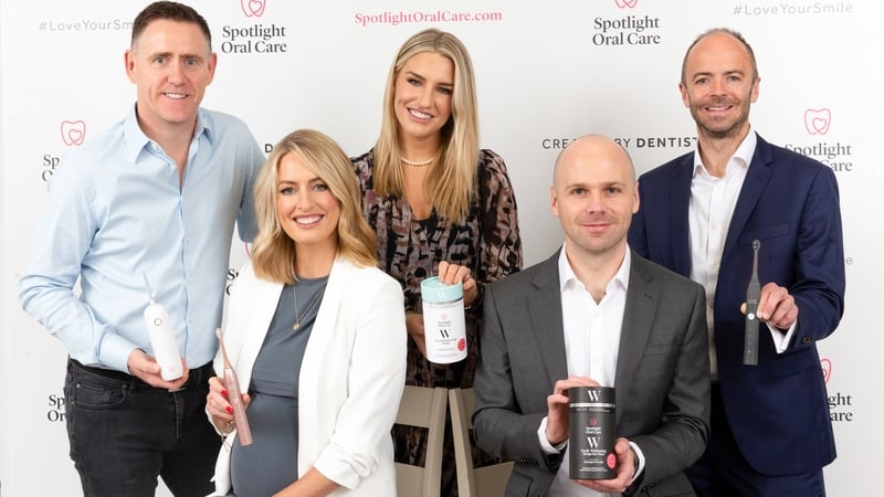 Dr Barry Buckley (COO, Spotlight Oral Care), Dr Lisa Creaven (CMO, Spotlight Oral Care), Dr Vanessa Creaven (CEO, Spotlight Oral Care), Anthony O'Driscoll (Investment Director, Development Capital) and Andrew Bourg (Partner, Development Capital)