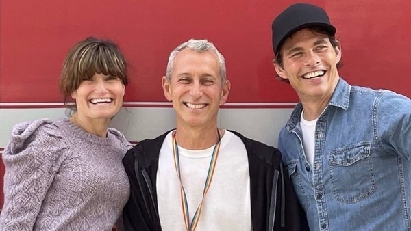 L-R Idina Menzel, Adam Shankman and James Marsden, image via Adam Shankman/Instagram