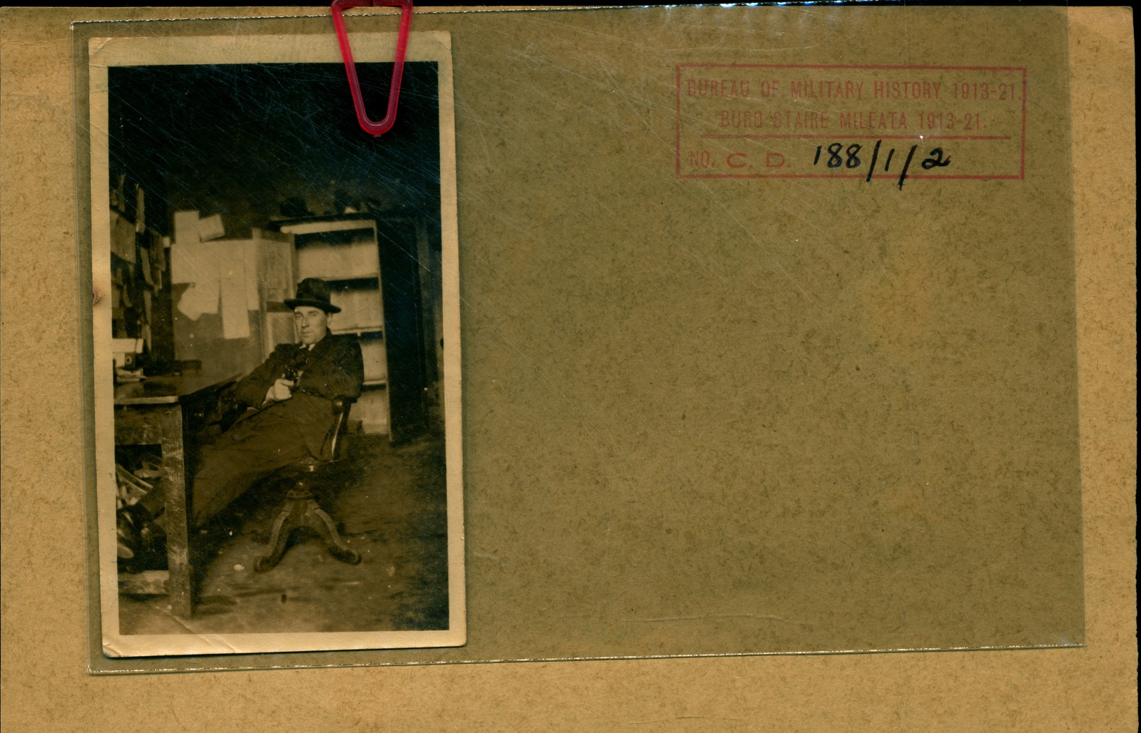 IRA Deputy Director of Intelligence Frank Thornton, photographed at his headquarters in Dublin, the day the Truce came into effect. The body language doesn't fit the defiant pose. Credit: Bureau Collection in Military Archives