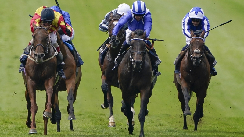 Sir Ron Priestley (red and yellow silks) repels Al Aasy at Newmarket's July course