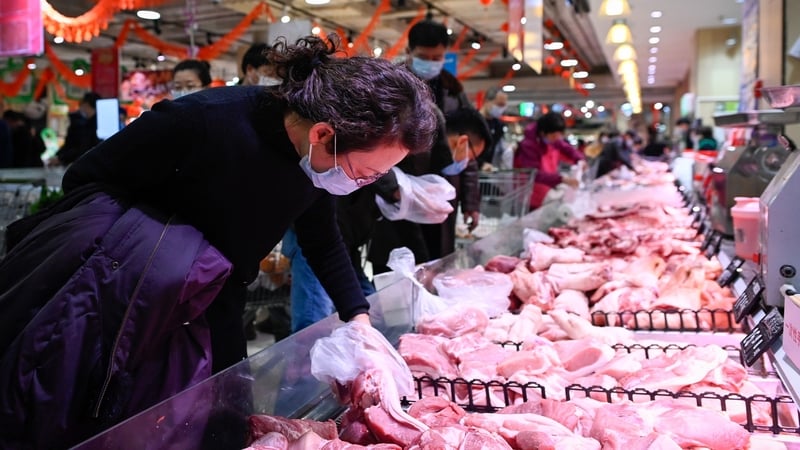 Chinese pork prices have now dropped 36.5% from last year's spike