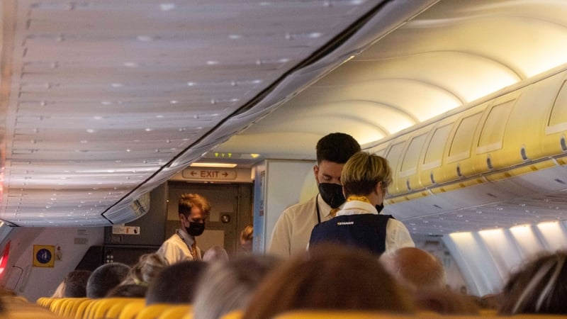 Cabin crew on a Ryanair flight