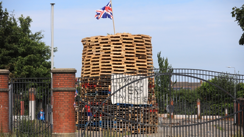 Loyalist bonfire built between loyalist Tiger's Bay and nationalist New Lodge