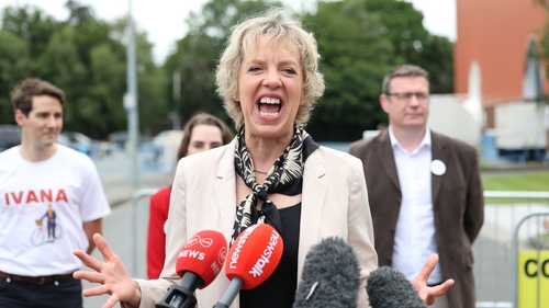 Ivana Bacik on her way into the RDS, Dublin yesterday after topping the poll (pic: Rollingnews.ie)