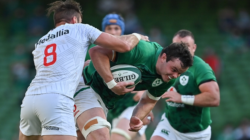 James Ryan carries the ball against the USA