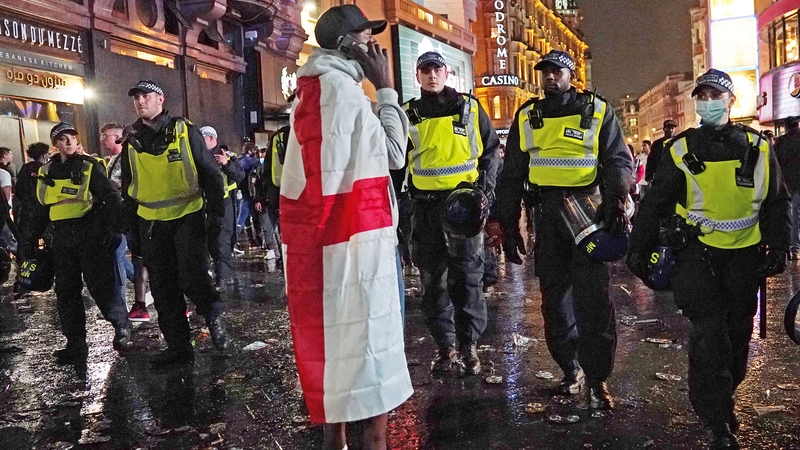 Police in Leicester Square on Sunday night