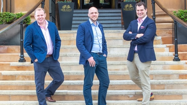 Edward Barroll Brown of Grafton Capital (left) along with Dr Kevin Collins and Tommy Kearns of Xtremepush