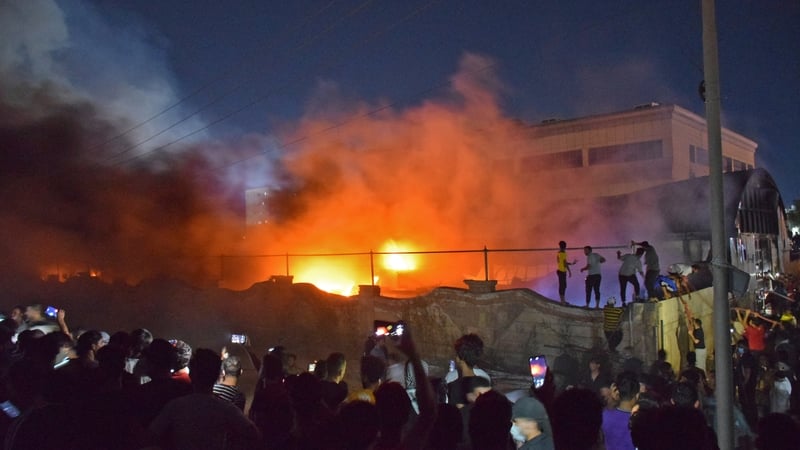 An explosion involving oxygen tanks is believed to have caused the fire