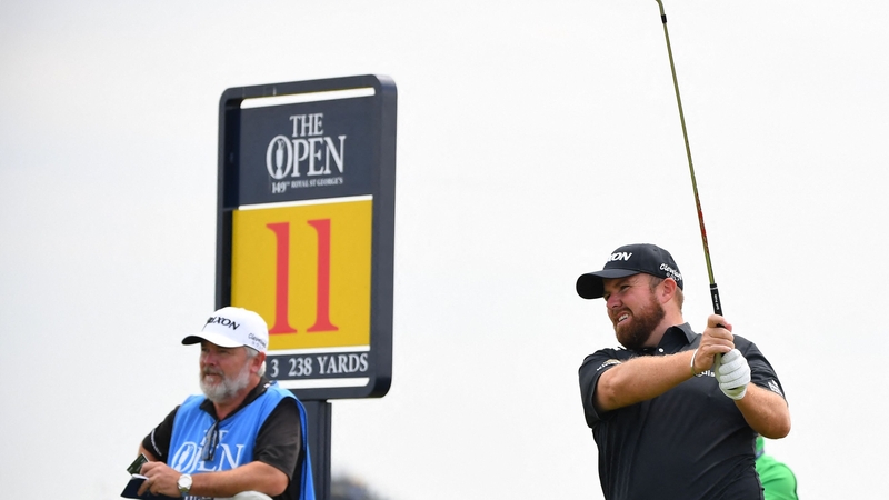 Shane Lowry teeing off at the 11th in his practice round