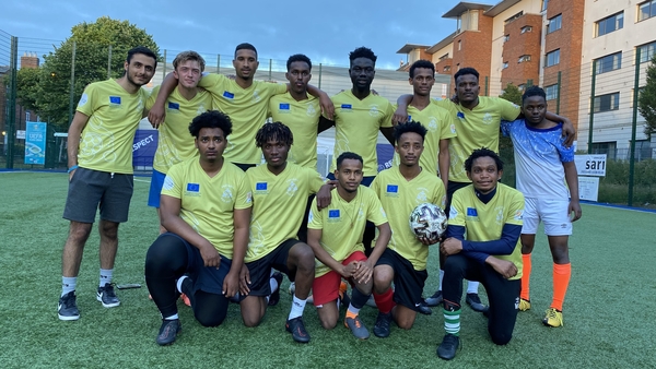 The SARI 2 team after the semi-final of Football for Unity tournament