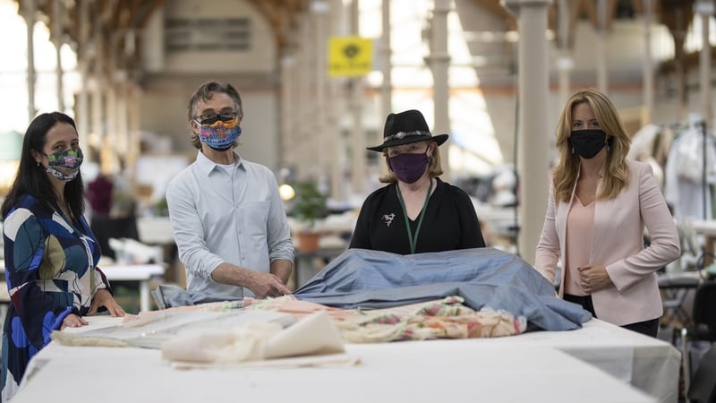 Minister Catherine Martin; Barry Josephson, Producer, Disenchanted; Joan Bergin, Award-winning Irish Costume Designer; and Désirée Finnegan, Chief Executive, Screen Ireland on the Disenchated set