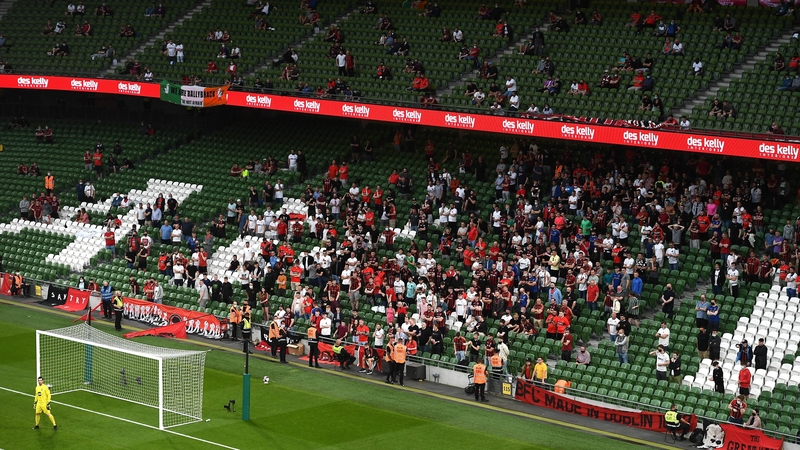 Bohemians supporters in the South Stand during the home leg against Stjarnan on 15 July
