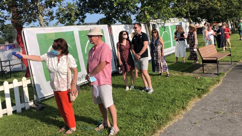 People queuing up at the Galway Film fleadh today