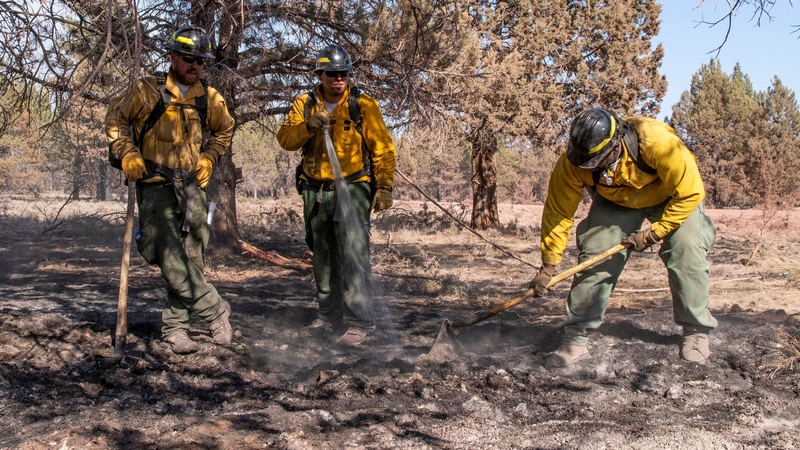 Firefighters dampen out fires near residential areas