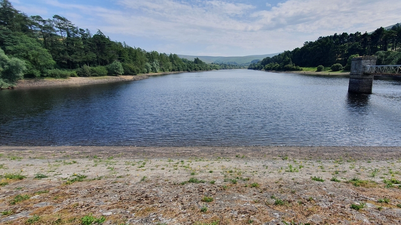Low levels of water at the Bohernabreena Reservoir in Dublin