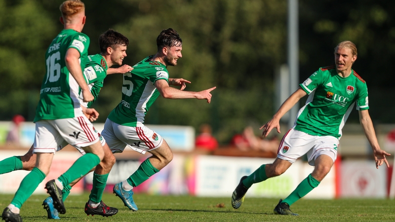 Dale Holland celebrates scoring Cork's third goal