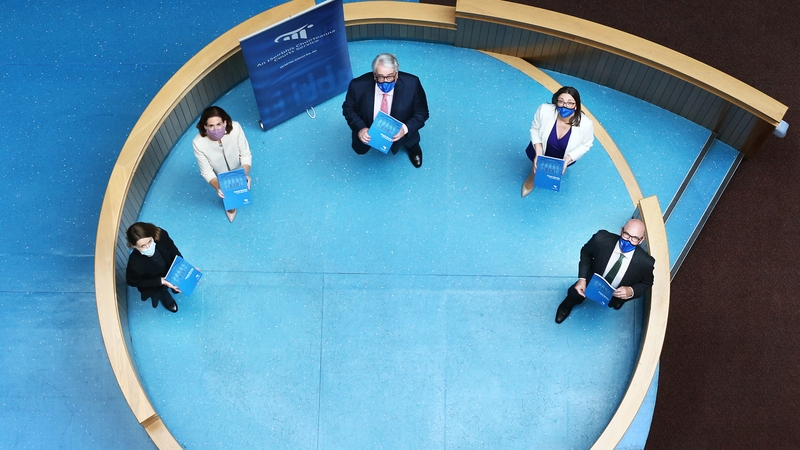 Chief Justice Mr Justice Frank Clarke presented the 2020 Annual Report to Minister of State Hildegarde Naughton (Pic: RollingNews.ie)