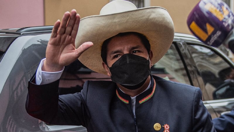 Pedro Castillo arrives for his inauguration