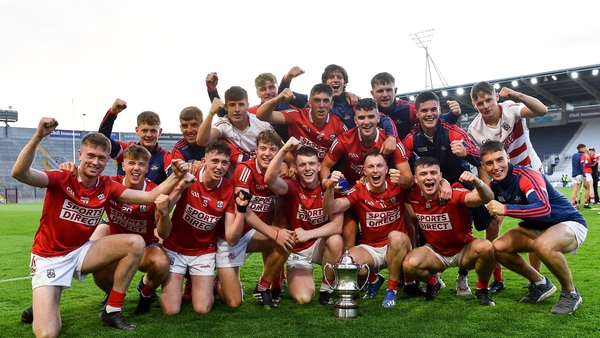 Cork players celebrate the win over Limerick