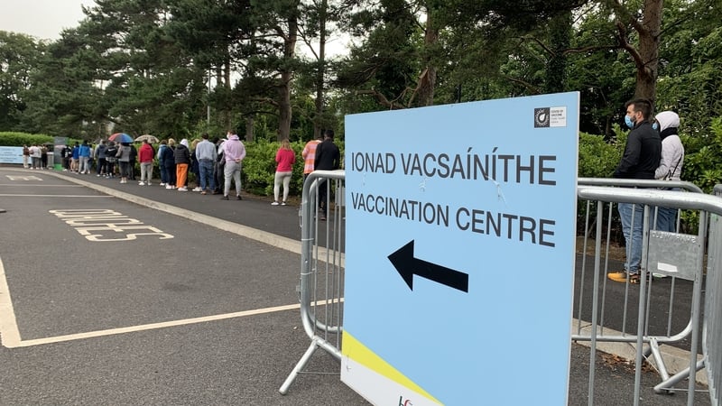 People queue for a vaccine at a centre in Swords (File)