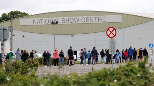 People at the new walk-in vaccine centre at the National Show Centre in Swords, Co Dublin. Photo: Sam Boal/ Rollingnews.ie