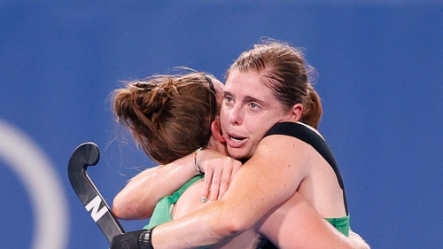 Shirley McCay and Ireland captain Katie Mullan commiserate at full-time