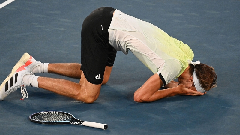 An emotional Alexander Zverev celebrates winning Olympic gold