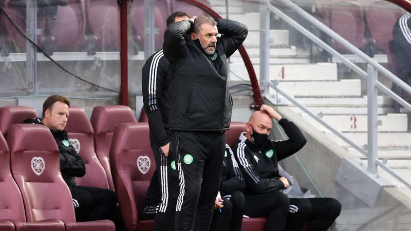 Celtic manager Ange Postecoglou pictured during the 2-1 loss to Hearts