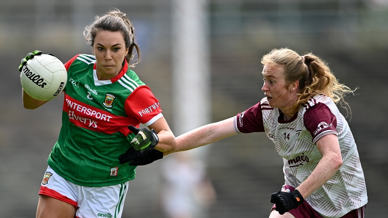 Niamh Kelly of Mayo in action against Louise Ward of Galway
