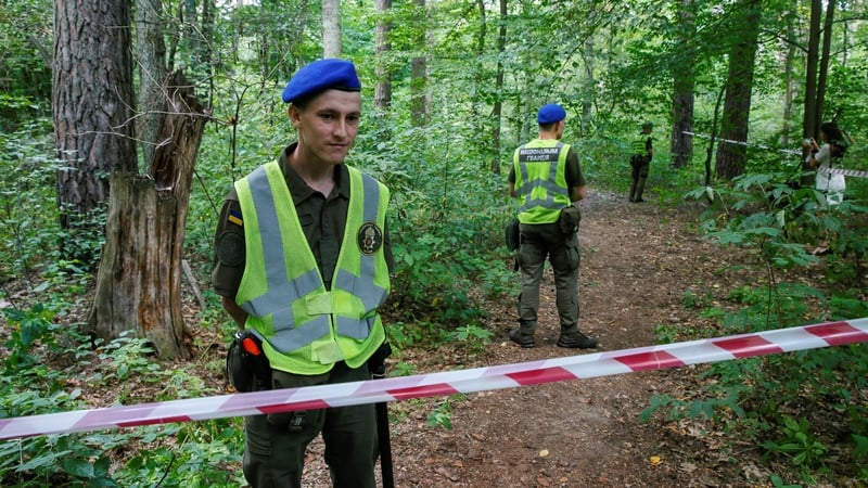 A view of the site where Vitaly Shishov was found dead in Kiev