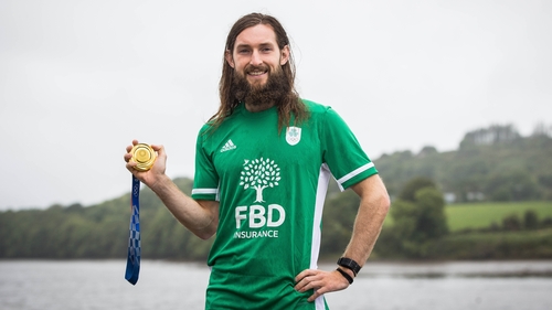 Tokyo 2020 Olympics gold medallist Paul O'Donovan, celebrating his Gold Medal win at Skibbereen Rowing Club