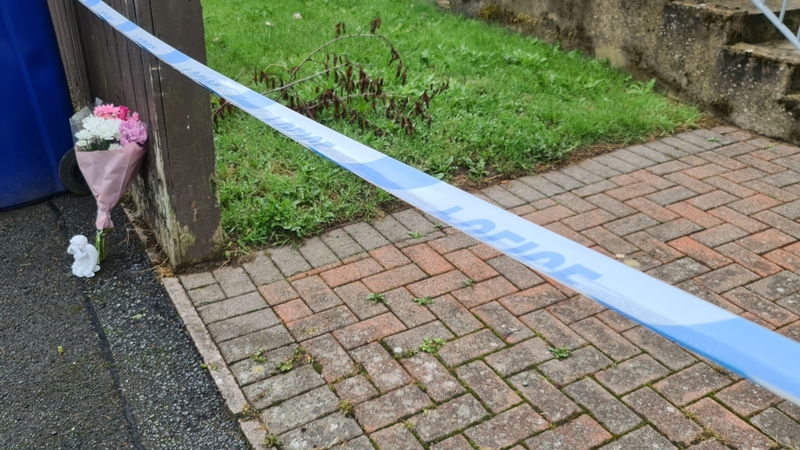 Flowers left outside the scene in Dungannon