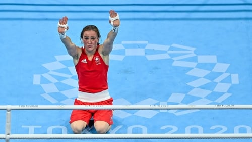 Kellie Harrington in the ring after winning an Olympic gold medal in Tokyo. Photo: Brendan Moran/Sportsfile via Getty Images