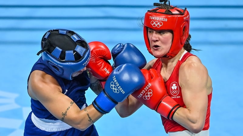 Kellie Harrington connects with a right uppercut