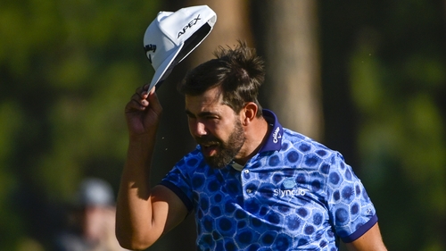 Van Rooyen celebrates winning on the 18th green