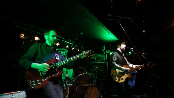 Martin Noble (L) and Jan Scott Wilkinson (R) of British Sea Power perform live at Whelan's in Dublin in February, 2018. (Photo by Kieran Frost/Redferns)