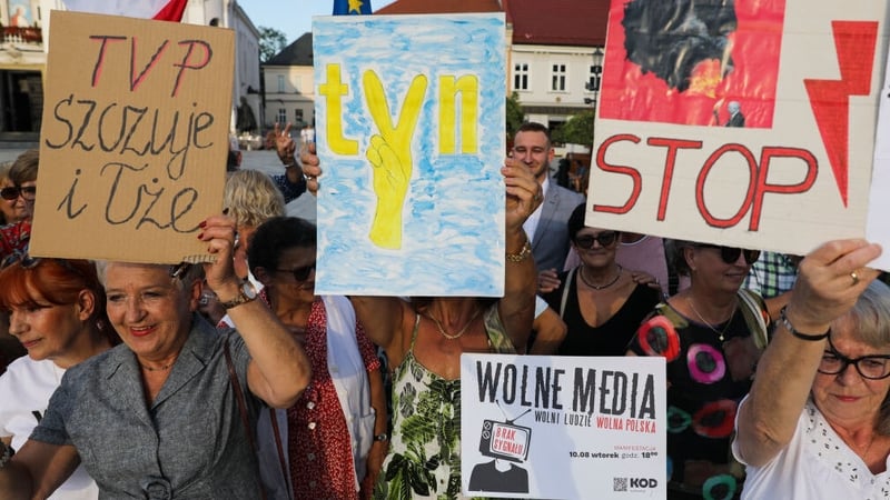 A 'free media' protest in the southern Polish town of Wadowice earlier this week