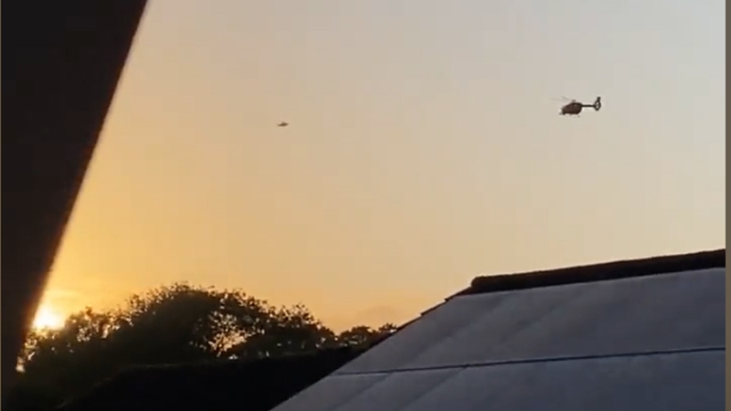 Helicopters at the scene in Keyham this evening (Image: PA)