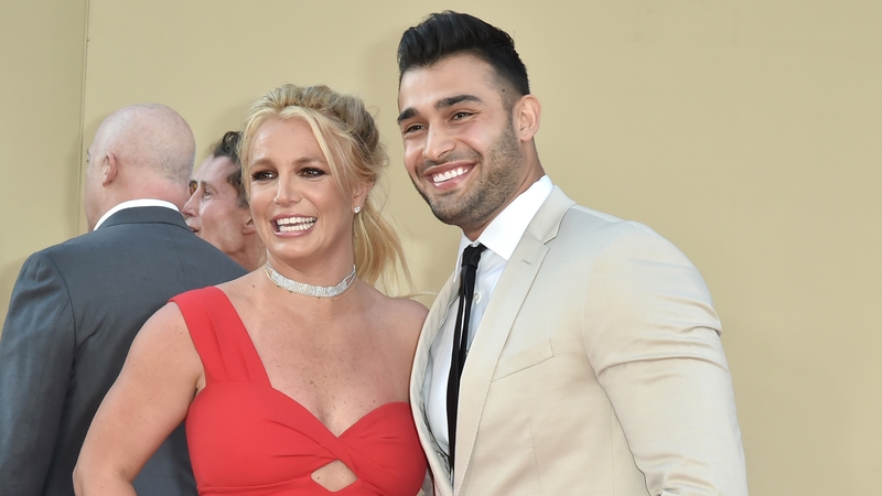 Britney Spears and Sam Asghari at the premiere of Once Upon a Time in Hollywood in Hollywood in July 2019