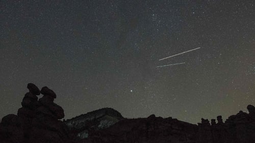 The Perseid Meteor Shower pictured passing over Northern Macedonia last night