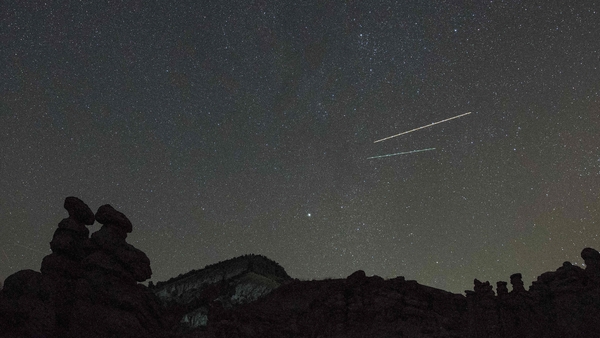 The Perseid Meteor Shower pictured passing over Northern Macedonia last night