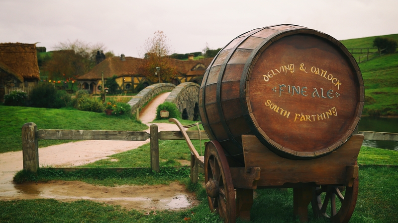 The Hobbiton Movie Set where Lord of the Rings and The Hobbit trilogies were filmed in New Zealand
