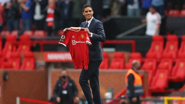 Varane at Old Trafford ahead of the game with Leeds