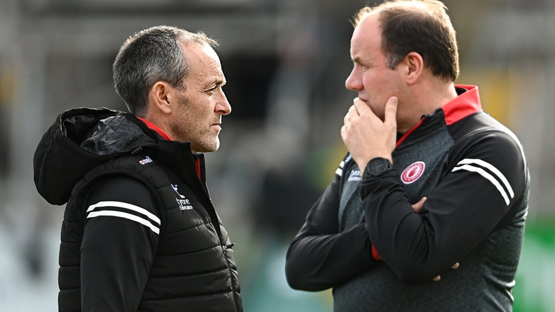 Tyrone joint-managers Brian Dooher (L) and Feargal Logan