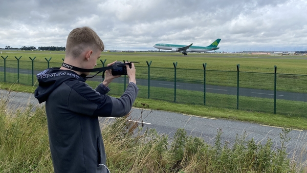 Plane spotters have returned to the 'mound' at the perimeter fence of Dublin Airport