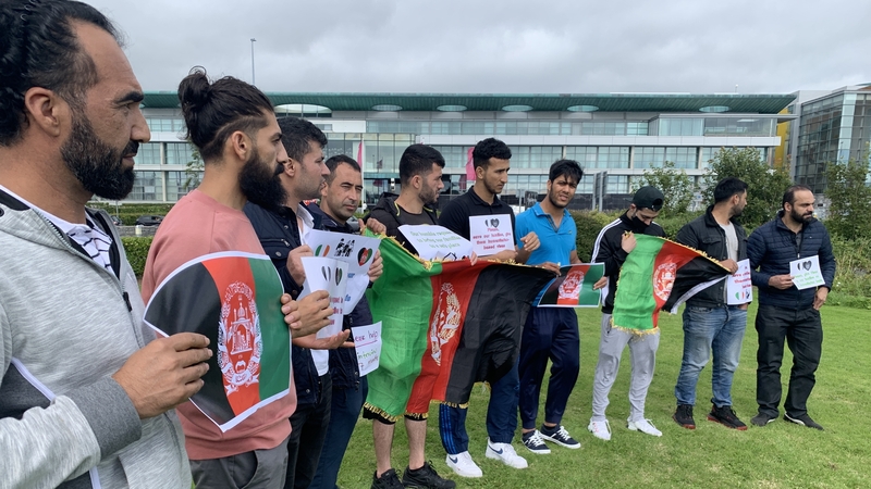A number of Afghan asylum seekers gathered in Galway this afternoon
