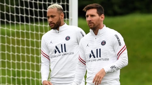 Messi and Neymar in training on Thursday