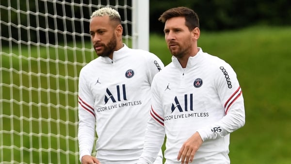 Messi and Neymar in training on Thursday